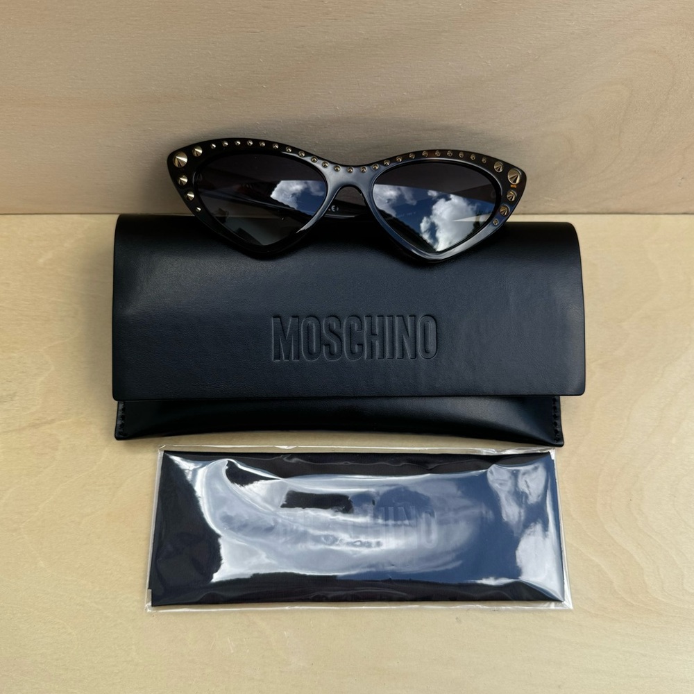 NEW Authentic Moschino Studded Cat Eye Sunglasses Tortoise - Picture 7 of 9
